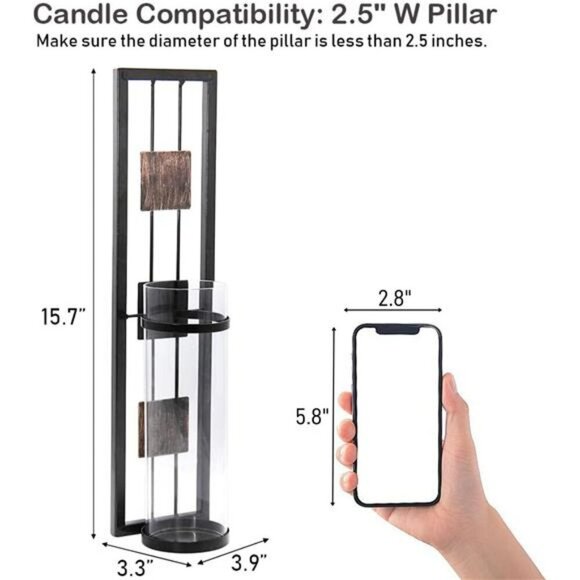 Wall Sconce Candle Holders Set of 2 Metal Wall Decor for Living Room Bathroom - Picture 2 of 8